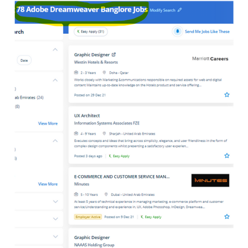 Adobe Dreamweaver internship jobs in Kannur