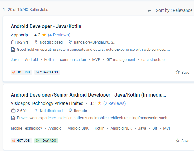 Android internship jobs in Kottayam