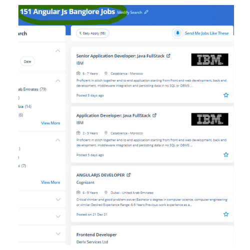 Angular JS internship jobs in Bangalore