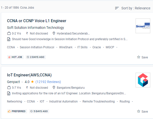 CCNA internship jobs in Delhi