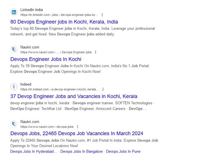 DevOps internship jobs in Kerala