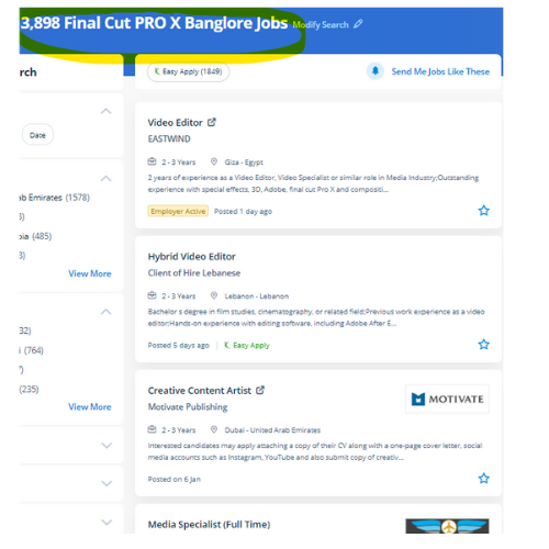 Final Cut Pro X internship jobs in Chennai