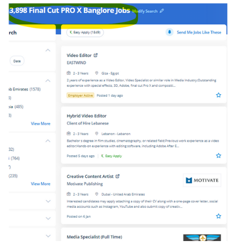 Final Cut Pro X internship jobs in Idukki