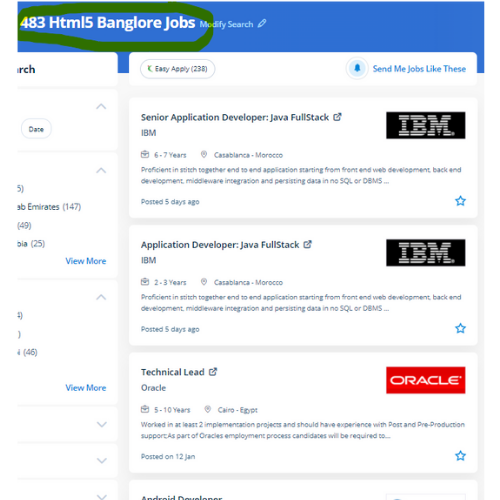 HTML 5 internship jobs in Bangalore