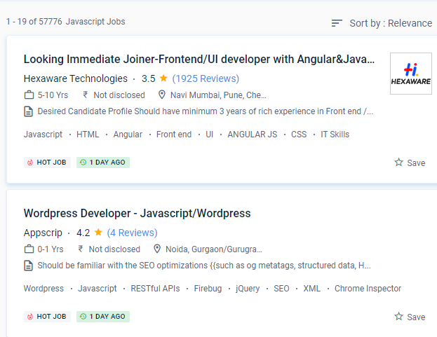 JavaScript internship jobs in Cochin