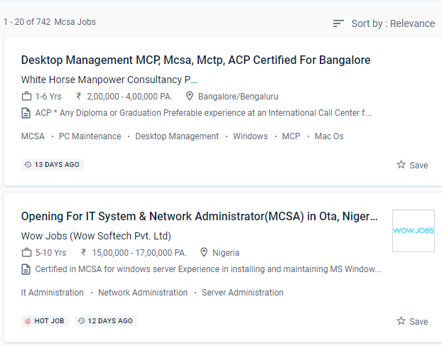 MCSA internship jobs in Kannur