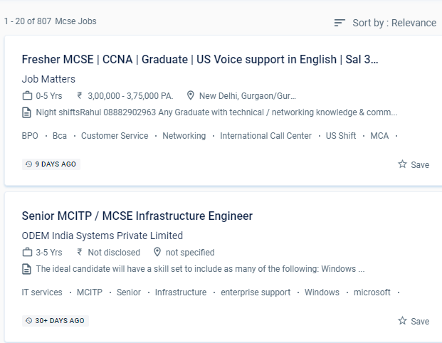 MCSE internship jobs in Salem